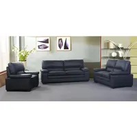 vente-unique Couchgarnitur Leder 3+2+1 - Büffelleder - Schwarz - MIMAS