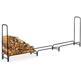 Relaxdays Kaminholzregal, Metall, HBT: 122 x 38,5 cm, außen, großes Regal für Brennholz, Holzstapelhilfe, schwarz