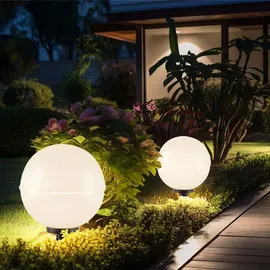 just light. LED Kugelleuchte 2er Set Kunststoff 40x40x71 cm mit Kabel und Spieß weiß