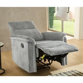 luma-home Relaxsessel 15126 Velours 78 x 100 x 90 cm Grau mit halbautomatischer Relaxfunktion
