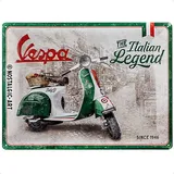 Nostalgic-Art Blechschild, 30 x 40 cm, Vespa – Italian Legend – Geschenk-Idee für Roller-Fans, Original Lizenzprodukt (OLP), aus Metall, Werkstatt-Deko im Vintage Design, Blechschilder Sprüche