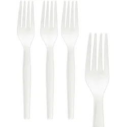 500x BIO Gabeln "Prestige" aus CPLA wiederverwendbar weiß 18.1cm