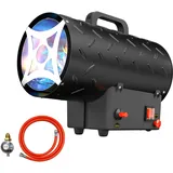 Gasheizung für innenräume,15KW Gas Heizgebläse, Gasheizgerät Gasheizer Gasheizgebläse Propangasheizgebläse 320 m3/h Luftdurchsatz, inkl. 1,4m Gasschlauch und 700 mbar