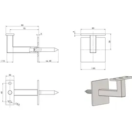 halcö Handlaufträger mit Schraubbefestigung,wandabstand 78 mm,schwarz lackiert RAL9005