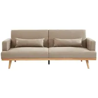 vente-unique Schlafsofa Klappsofa 3-Sitzer, - Stoff - beige