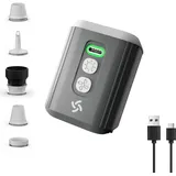 Huilynsen Tragbare Mini-Luftpumpe Elektrisch mit Licht, 1600mAh Batterie, 5 Düsen, für Luftmatratze, Schwimmring, Pool & Vakuum-Speichertaschen (grau)