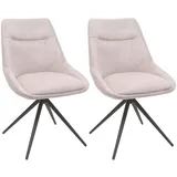 MCW Esszimmerstuhl MCW-M65, Küchenstuhl Lehnstuhl Stuhl, drehbar Auto-Position Metall Stoff/Textil ~ creme-beige