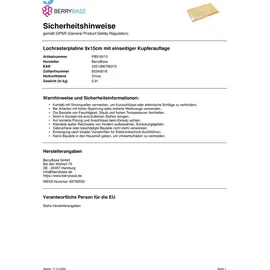 BerryBase Lochrasterplatine 9x15cm mit einseitiger Kupferauflage