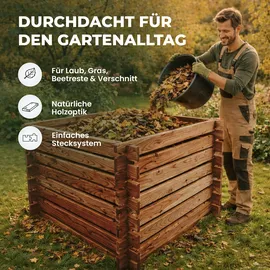 NATIV Holzkomposter braun 100x100cm Lärche für Garten Stecksystem langlebig