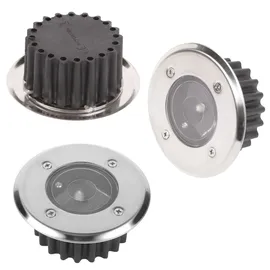 H4L Solar LED Bodeneinbauleuchte rund od. eckig 85mm Bodeneinbaustrahler 2er Set - Silber