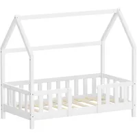 ML-Design Kinderbett Hausbett 70 x 140 cm Kiefer massiv weiß