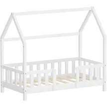 ML-Design Kinderbett Hausbett 70 x 140 cm Kiefer massiv weiß