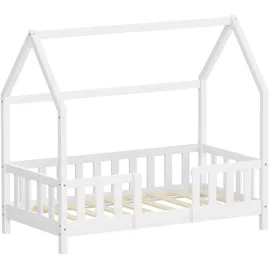 ML-Design Kinderbett Hausbett 70 x 140 cm Kiefer massiv weiß