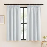 KGORGE Gardinen mit Kräuselband Kurz 2er Set 145 x 140 cm(HxB) Thermovorhang Hitzeschutz Verdunklungsvorhänge Schlafzimmer Thermo Vorhänge Grauweiß