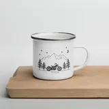 Kaffee Becher für Motorradfahrer aus Keramik/Emaille, personalisierte Tasse Motorrad, Biker Tasse mit Motorrad Motiv und Namen (Emaille Becher)