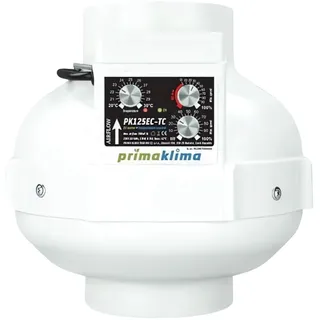 Weedness Grow Abluft Rohrlüfter Prima Klima Fan 125 mm EC-TC 0-680 m3/h mit Temperatur- und Geschwindigkeitsregelung für Indoor Anbau