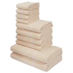 Handtuch Set MY HOME "Kapra, Premium Handtücher, 500 gr/m2", beige (natur), 10 tlg., Frottier, Frottier, Obermaterial: 100% Baumwolle, Handtuch-Sets, 10-tlg. Handtuch-Set: 2 Duschtücher, 4 Handtücher, 4 Gästehandtücher