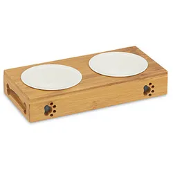 relaxdays Futterstation Hunde/Katzen braun 29,5 x 14,0 x 5,5 cm