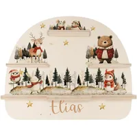 MINIHELDEN - Tonie Regal mit Deinem Wunschnamen | Personalisiertes Toniebox Regal für Tonie Hörfiguren & Aussparung Tonie Box | Tonieregal Mädchen und Jungen mit niedlichen Tier-Designs