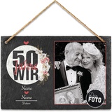 PR Print Royal Schiefertafel selbst gestalten- Fotocollage - 50 Jahre - Personalisiertes Geschenk zur goldenen Hochzeit mit Foto, Namen und Datum - zum Aufhängen, 20 x 30 cm