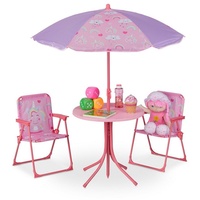 relaxdays Campingstuhl Camping Kindersitzgruppe mit Schirm, Unicorn rosa