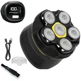 GIDEALED Glatzen Rasierer Herren Elektrisch 6D, 2 Modi Head Shaver Men Magnetische, Typ-C-Schnellladung,IPX7 Wasserdichter Kopfrasierer für Glatze,LED-Anzeige - Schwarz
