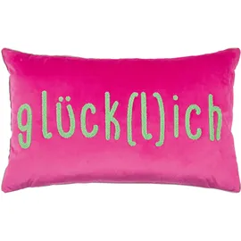 PAD Letters Kissenhülle 35x60cm Glücklich hot pink,
