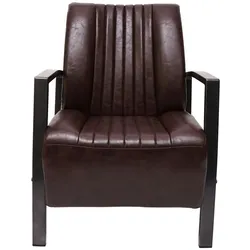 Mendler Sessel HWC-H10, Loungesessel Polstersessel Relaxsessel, Metall Industriedesign ~ vintage braun