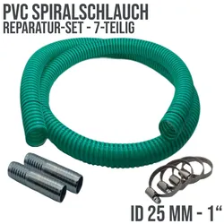 Schlauch Reparatur Set PVC Spiralschlauch grün Verlängerung 25 mm (1)  - 7-teil..."