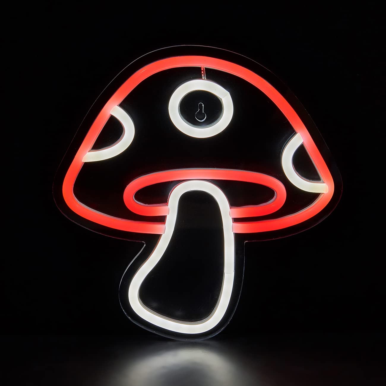 Chi-buy LED Neon Mushroom Nettes Neon Sign, USB Powered Neon Signs night liaght, 3D Wandaufhängung Spielzimmer Schlafzimmer Wohnzimmer Dekor Lampe für Kinder Kinder Mädchen (ROUND RED), 22x22x1.5cm