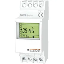 SUEVIA Zeitschaltuhr für Hutschiene 1 Wechsler 16A 250 V/AC Tagesprogramm, Wochenprogramm, Ferienprogramm, Impulsprogramm