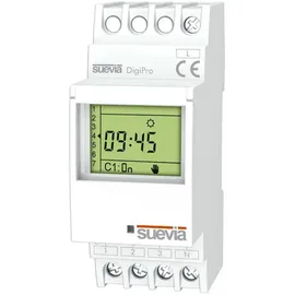 SUEVIA Zeitschaltuhr für Hutschiene 1 Wechsler 16A 250 V/AC Tagesprogramm, Wochenprogramm, Ferienprogramm, Impulsprogramm