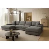 A&J MöbelLand Eckcouch 328x182 cm mit Schlaffunktion Grau