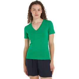 Tommy Hilfiger Damen T-Shirt Kurzarm New Slim Cody V-Neck V-Ausschnitt, Grün (Olympic Green), XL