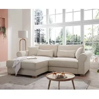 Angelo Ecksofa 255 x 185 cm, mit Schlaffunktion & Bettkasten, Stoffbezug:Zoom 01 Cream - Beige