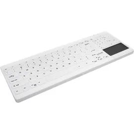 Cherry Active Key desinfizierbare Tastatur mit Nummernfeld und Touchpad, vollversiegelt, weiß, USB, DE (AK-C7412F-GUS-W/GE)