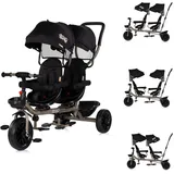 Chipolino Zwillingsdreirad Hip Hop, zwei Kinder, bis 40 kg, Sitze 360° drehbar black