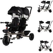 Chipolino Zwillingsdreirad Hip Hop, zwei Kinder, bis 40 kg, Sitze 360° drehbar black