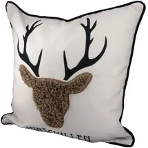 Gilde Hirschillen 45 x 45 cm Creme/Braun/Schwarz