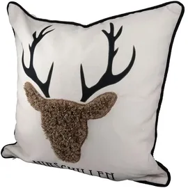 Gilde Hirschillen 45 x 45 cm Creme/Braun/Schwarz
