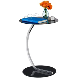 Relaxdays Beistelltisch rund Schwarz Glas 55 x 40 cm