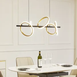 LUCANDE Madu 5-flg. LED 92,5 cm schwarz/gold/weiß
