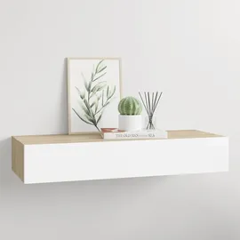 vidaXL Wandregal 60 x 23,5 x 10 cm Eichen-Optik und Weiß