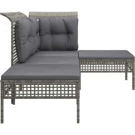 vidaXL 4-tlg. Garten-Lounge-Set mit Kissen Grau Poly Rattan