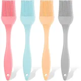LIQWEI 4 Stück Silikon Backpinsel, Klein Silikonpinsel Küche Küchenpinsel 17 cm Silikon Pinsel Backen Basting Gebäckbürste Grillbürste Silikonölpinsel für Grillen Gebäck Rühren Kochen (4 Farbe)