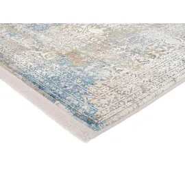 OCI DIE TEPPICHMARKE Teppich OCI DIE TEPPICHMARKE "BESTELLER CAVA", blau, B:80cm H:8mm L:200cm, Viskose, Teppiche, Teppich, Glanz Viskose, mit Fransen, Hoch Tief Struktur, Vintage, Wohnzimmer