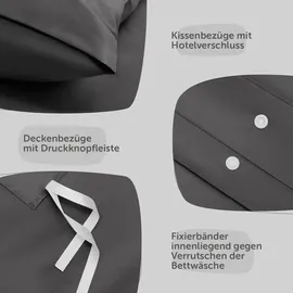 Blumtal Bettwäsche Unifarben Anthrazit 135 x 200 cm + 80 x 80 cm