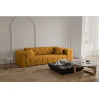 Fun Möbel Sofa Designersofa CHANTAL 3-Sitzer in Stoff Opera Velvet Gelbgold - Gelb