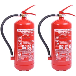 Doppelpack 6 kg Pulver Feuerlöscher 9 LE mit Manometer (Dauerdrucklöscher GP-6X Instandhaltungsnachweis)