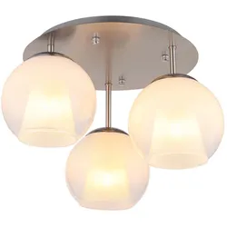 Wohnzimmerleuchte Deckenleuchte Lampe Glaskugel opal verchromt Kristalle 3x E27